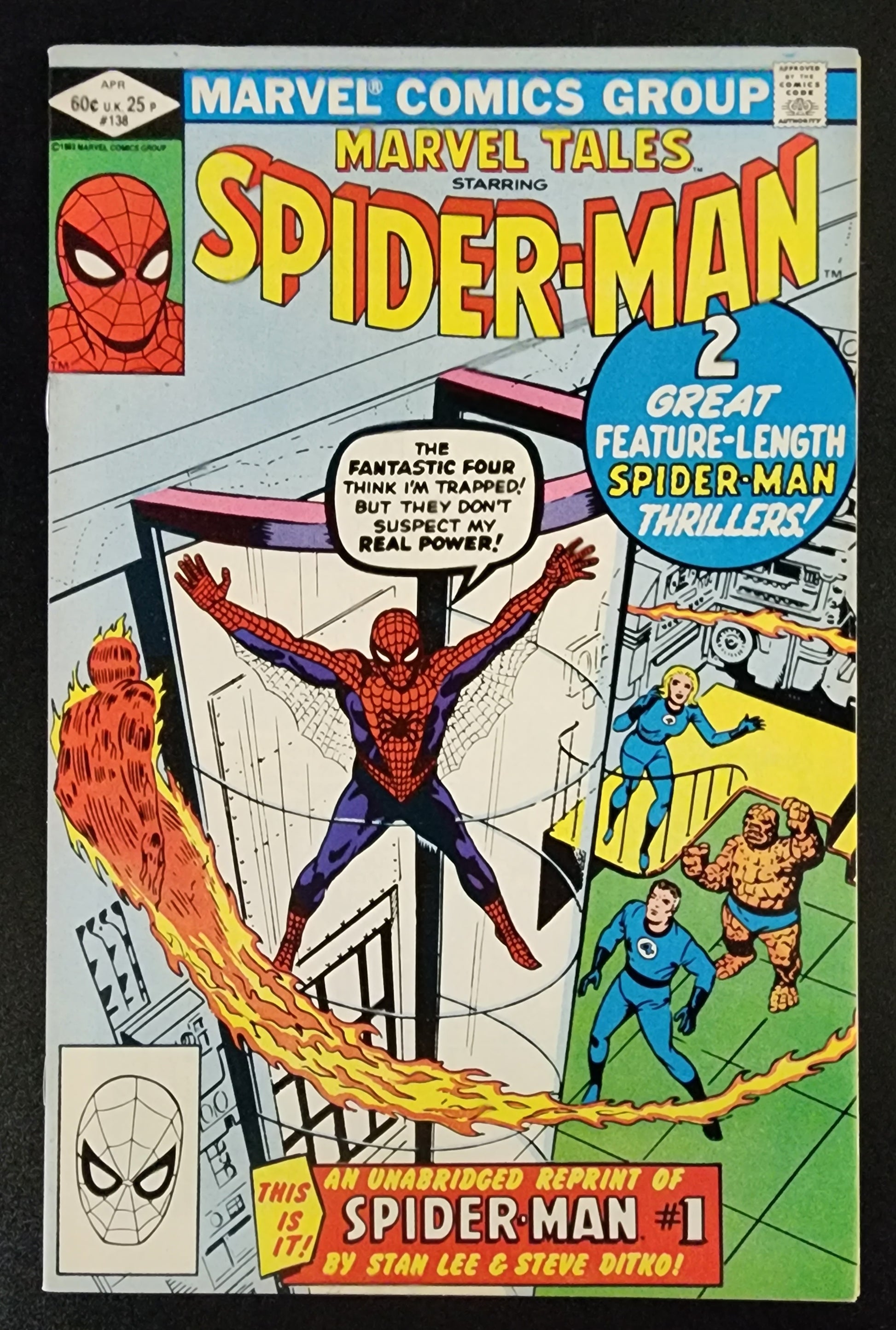 MARVEL TALES #138 1982 (AMAZING SPIDER-MAN #1 1963 REPRINT) Spider-Man MARVEL COMICS   