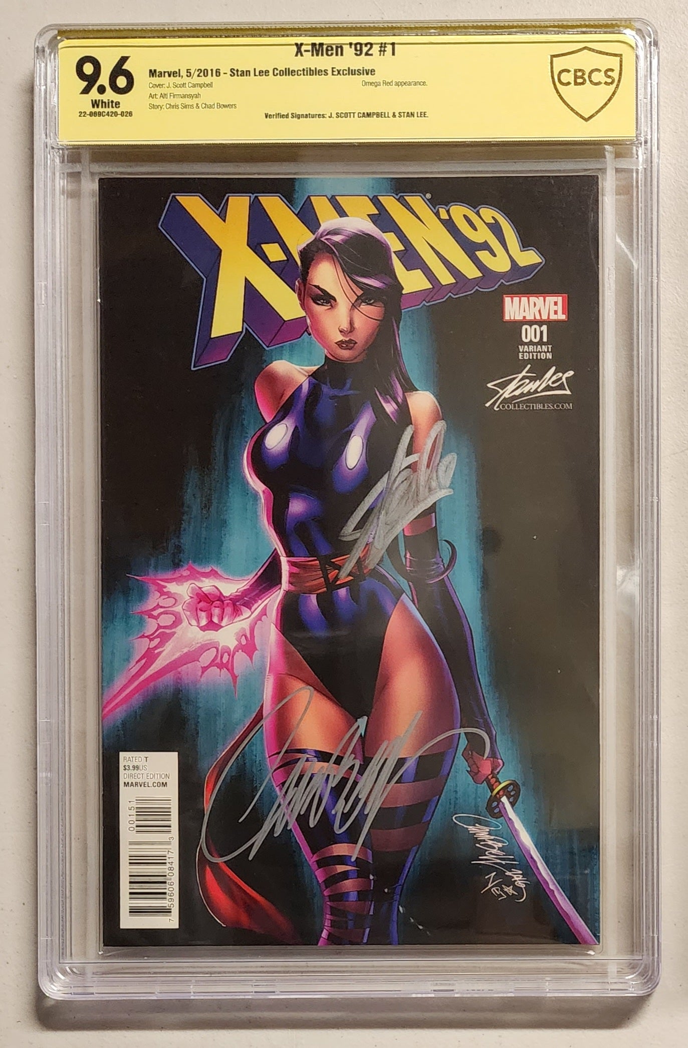 9.6 CBCS X-MEN 92 #1 STAN LEE COLLECTIBLES EXCLUSIVE VARIANT DOUBLE SIGNED J SCOTT CAMPBELL & STAN LEE  CBCS   