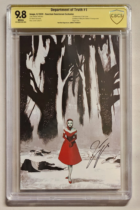 9.8 CBCS DEPARTMENT OF TRUTH #1 SSCO EXCLUSIVE HOMAGE VIRGIN VARIANT SIGNED BY JAMES TYNION IV [22-069C420-005]