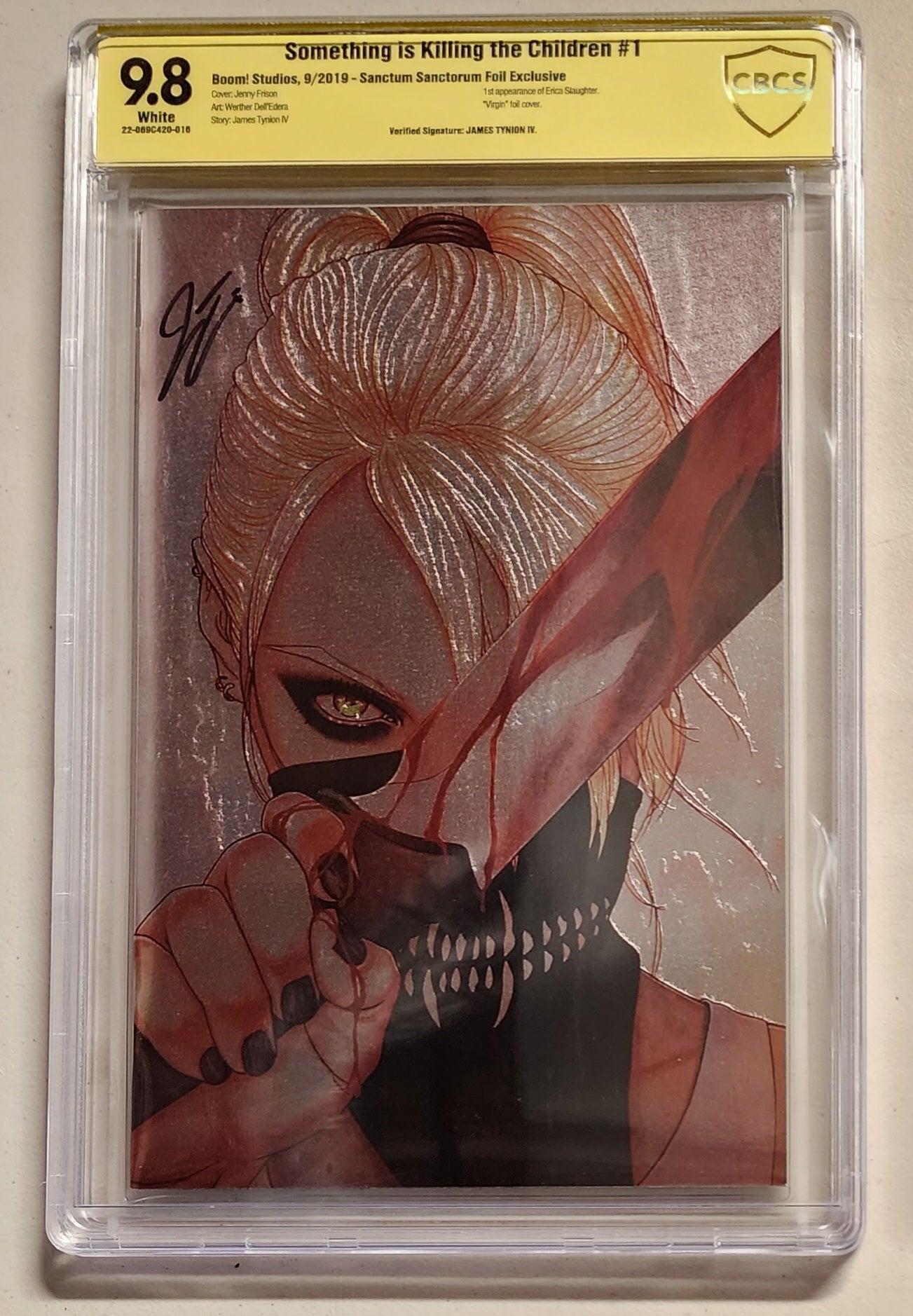 9.8 CBCS SOMETHING IS KILLING THE CHILDREN #1 FOIL FRISON VARIANT SIGNED BY JAMES TYNION IV [22-069C420-016]