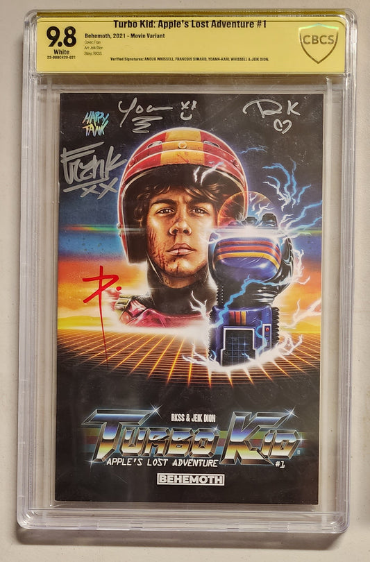 9.8 CBCS TURBO KID APPLES LOST ADVENTURE #1 MOVIE VARIANT SIGNED BY WHISSELL, SIMARD, WHISSELL, & DION [22-069C420-021]