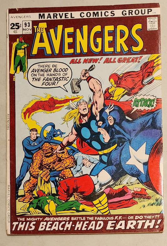 AVENGERS #93 1971 NEAL ADAMS ART Avengers MARVEL COMICS   
