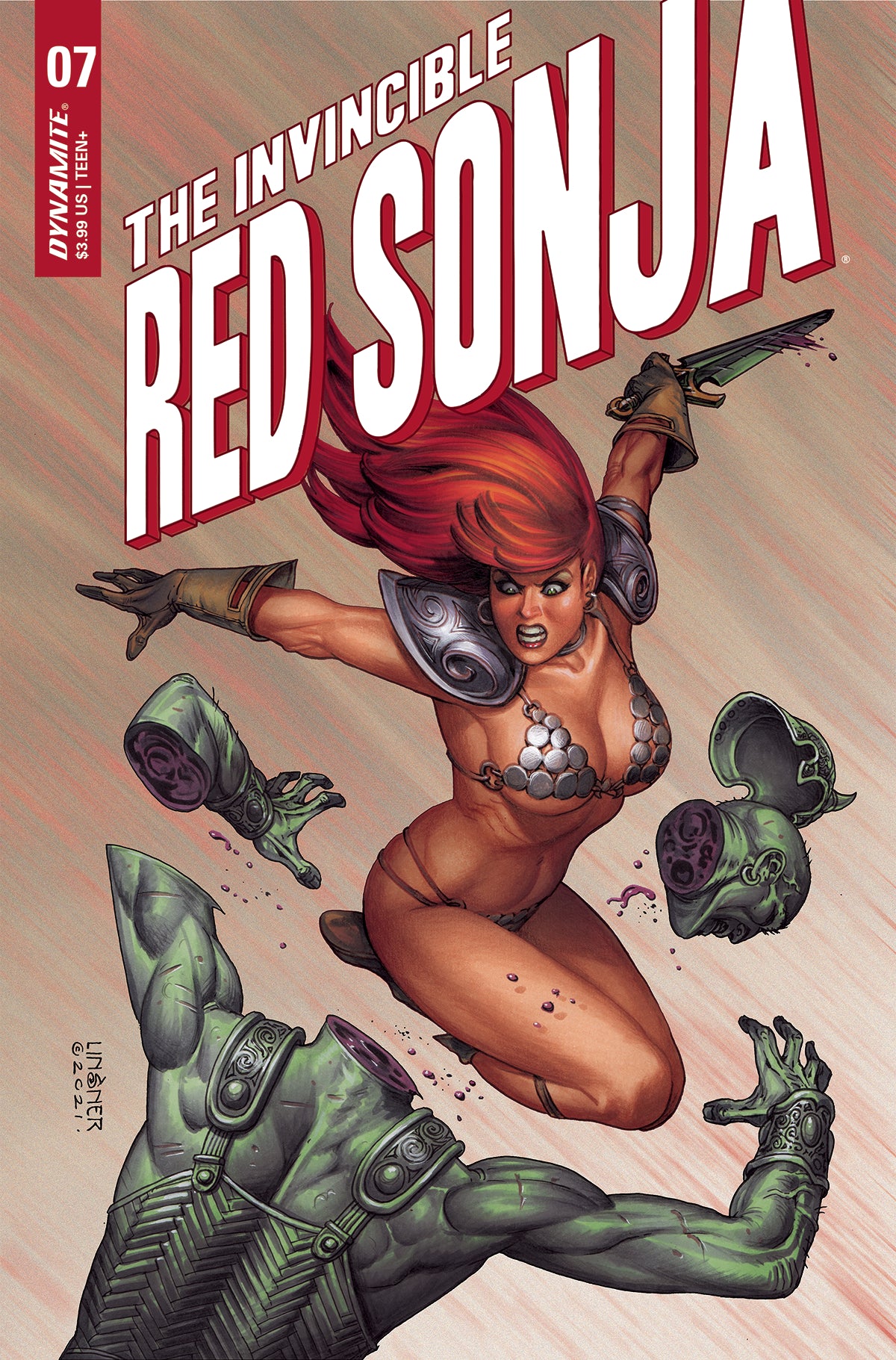 INVINCIBLE RED SONJA #7 CVR B LINSNER 2022 Red Sonja DYNAMITE   