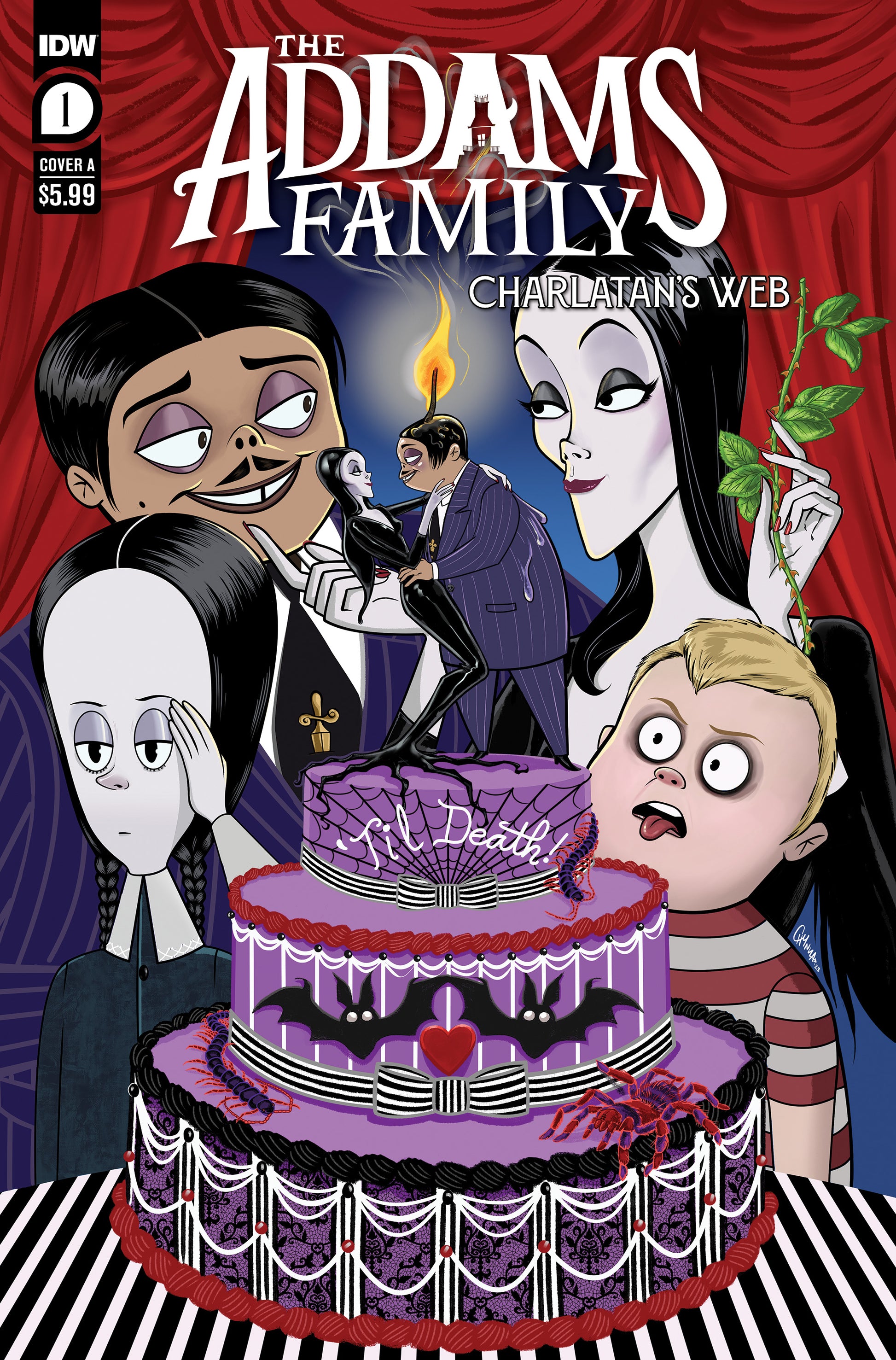 ADDAMS FAMILY CHARLATANS WEB #1 CVR A FLORES 2023 Addams Family IDW-PRH   