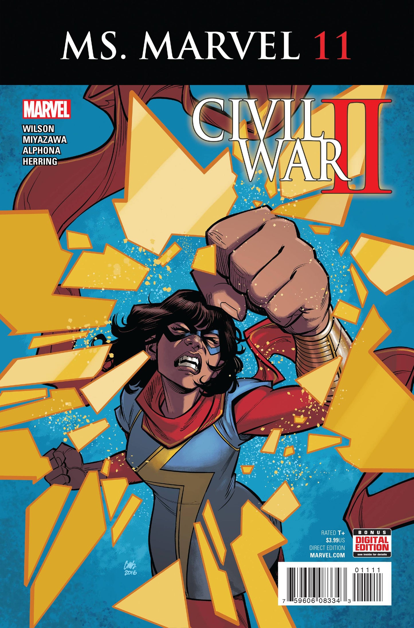 MS MARVEL #11 2016 (ORIGIN OF BANGLES 1ST APP LOCKDOWN)