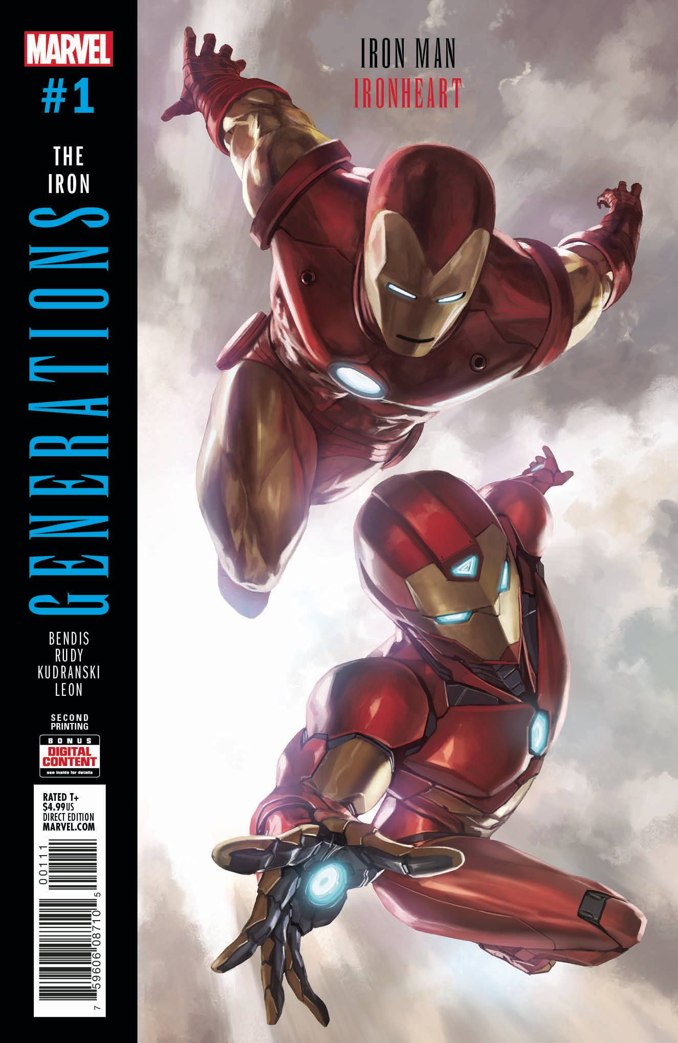 GENERATIONS IRON MAN & IRONHEART #1 2ND PRINT SKAN VARIANT 2017 Wolverine MARVEL COMICS   