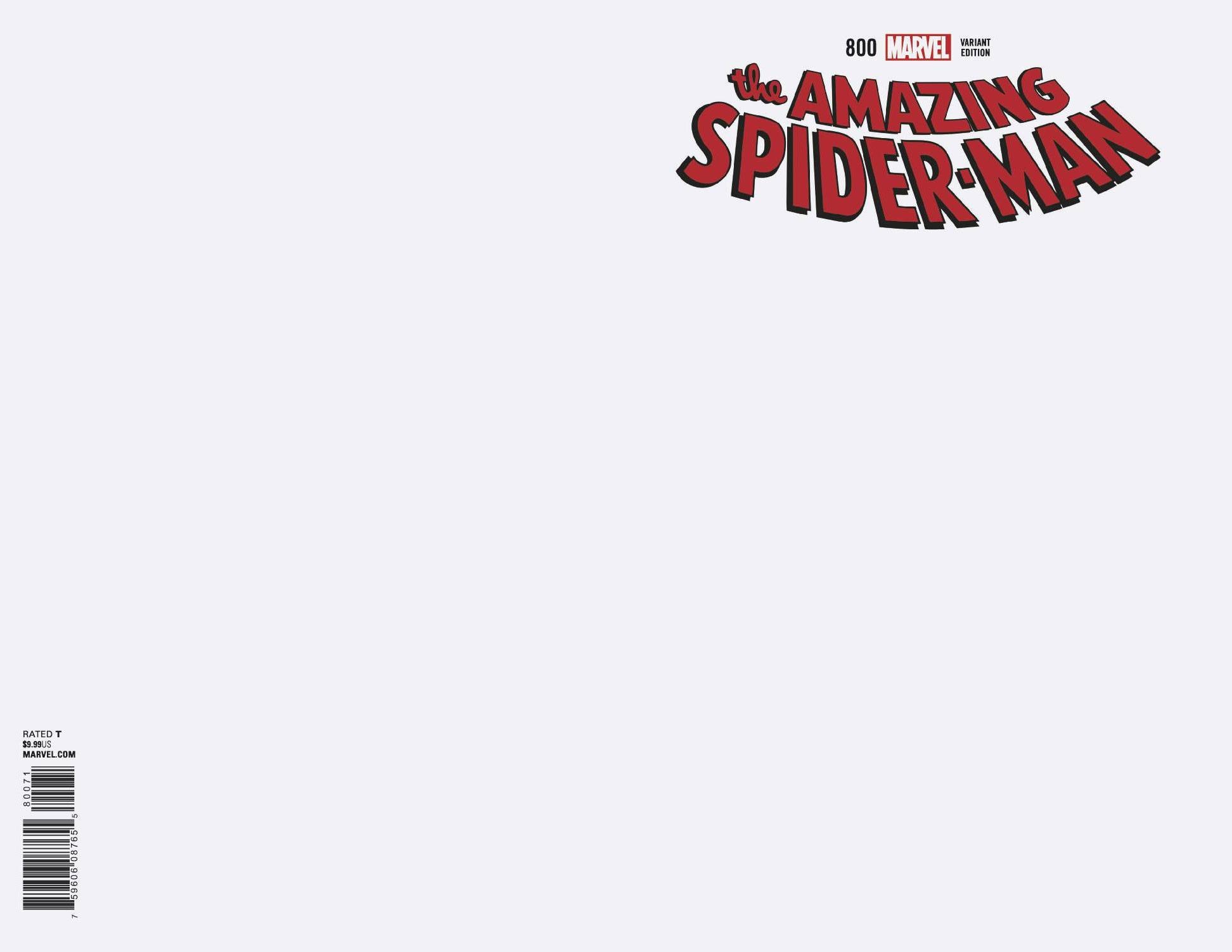 05/30/2018 AMAZING SPIDER-MAN #800 BLANK VARIANT COMIC BOOK MARVEL COMICS   