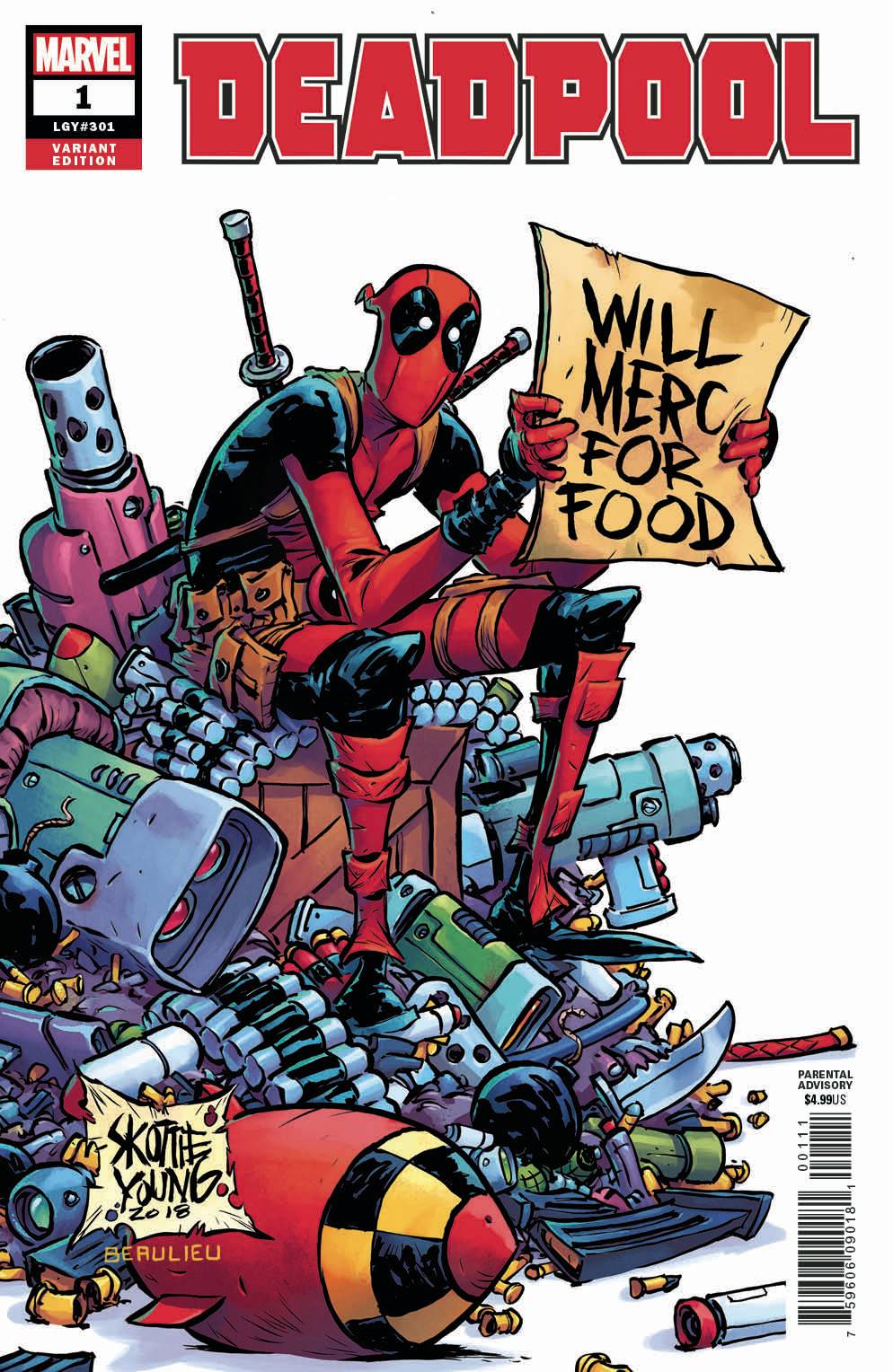 DEADPOOL #1 SKOTTIE YOUNG 1:25 VARIANT 2018 Deadpool MARVEL COMICS   