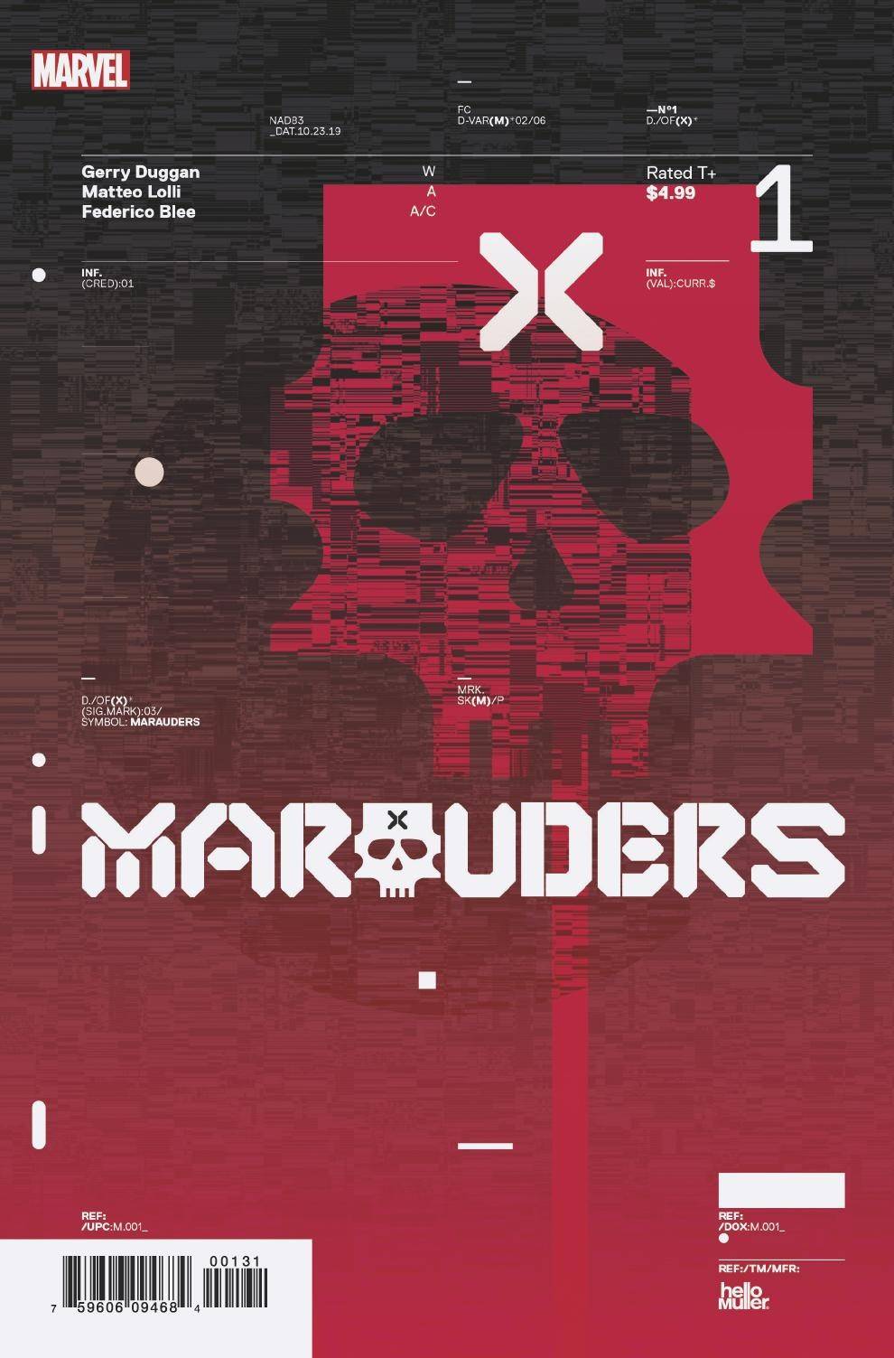 MARAUDERS #1 DESIGN 1:10 VARIANT 2019 Marauders MARVEL COMICS   