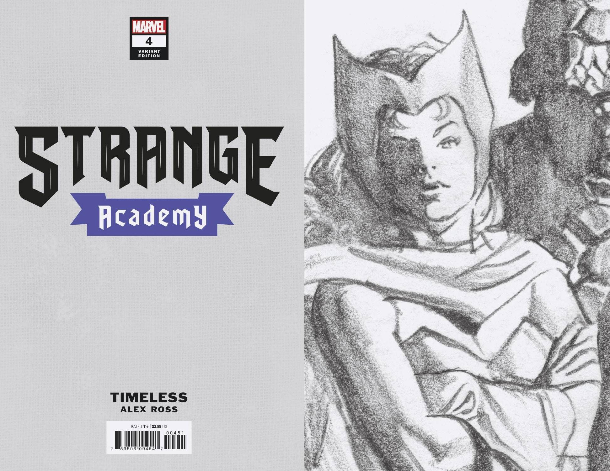 STRANGE ACADEMY #4 ALEX ROSS SCARLET WITCH TIMELESS 1:100 VIRGIN SKETCH VARIANT 2020 Strange Academy MARVEL COMICS   