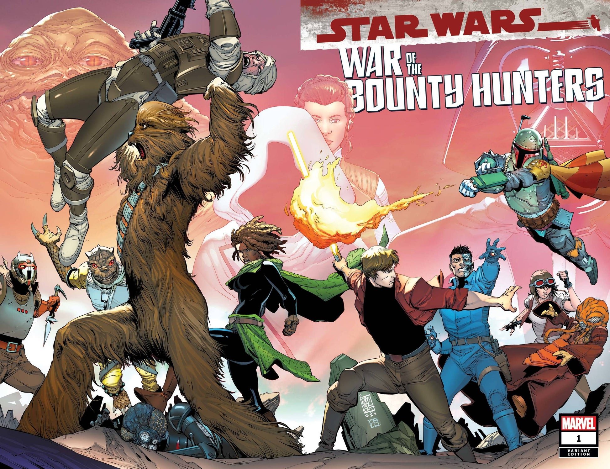 STAR WARS WAR BOUNTY HUNTERS #1 (OF 5) CAMUNCOLI WRAPAROUND VARIANT 2021 Star Wars Bounty Hunters MARVEL COMICS   