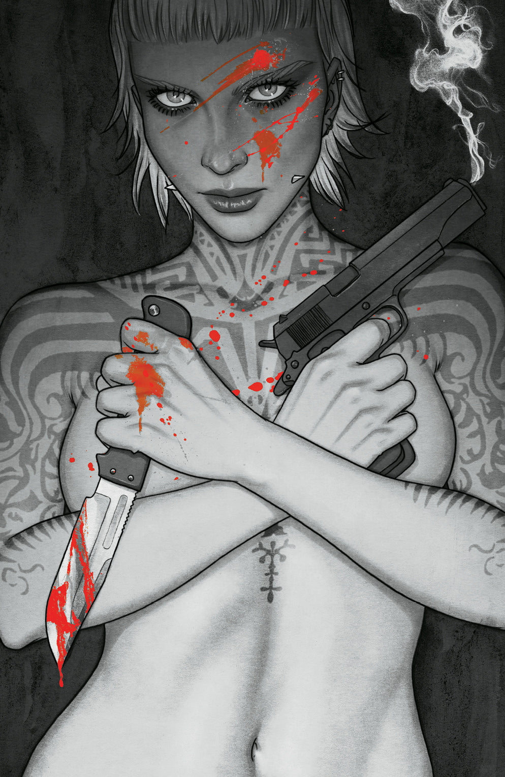 W0RLDTR33 #1 SSCO WORLDTREE FRISON GREYSCALE BLOOD SPLASH VIRGIN VARIANT 2023 W0RLDTR33 IMAGE COMICS Default Title  