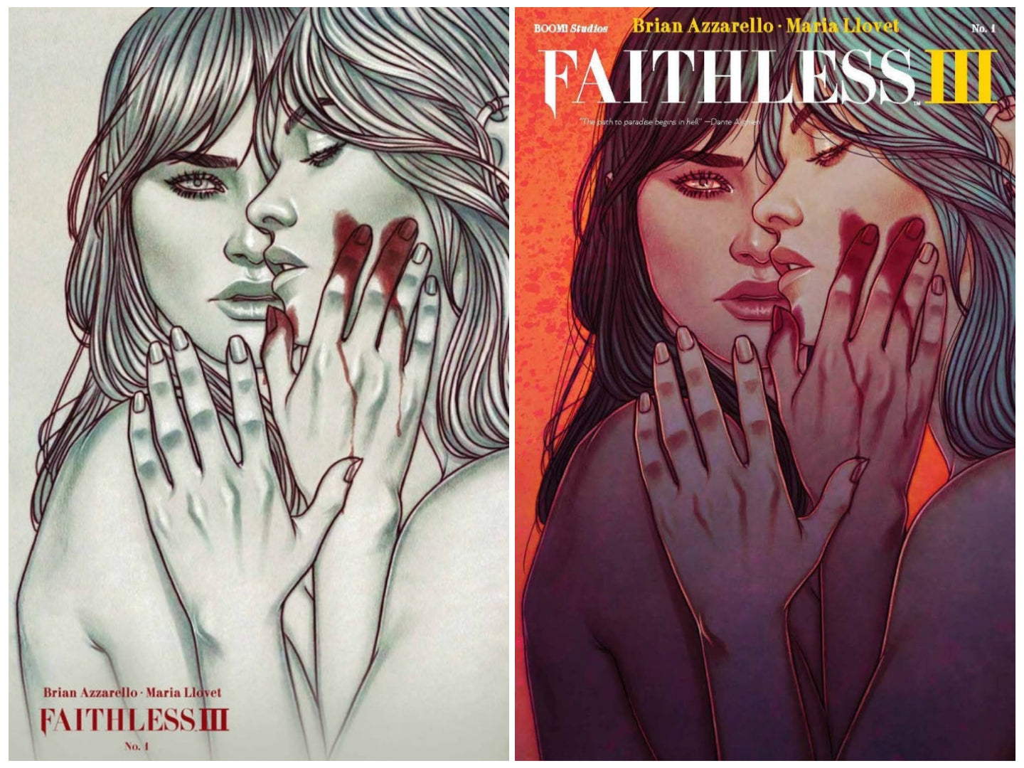 FAITHLESS III #1 SSCO SCC JENNY FRISON SKETCH COLOR SPLASH & 1:25 VARIANT SET 2022 comic book BOOM! STUDIOS   