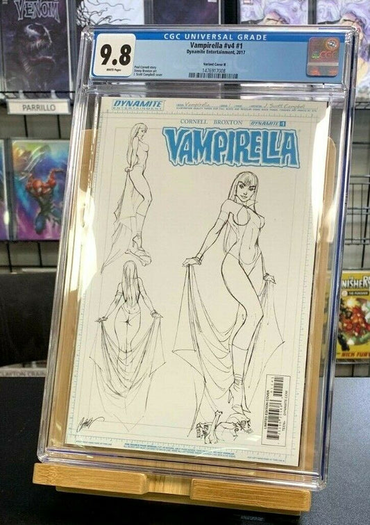 9.8 CGC Vampirella #1 Sketch Design J Scott Campbell Variant Dynamite Comic 2017