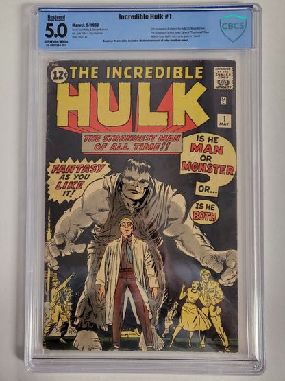 5.0 CBCS Incredible Hulk #1 1962 (Origin and 1st appearance of Hulk) AMATEUR RESTORE